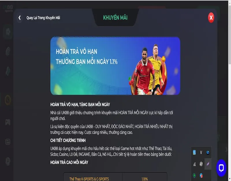 uk88 hoàn trả